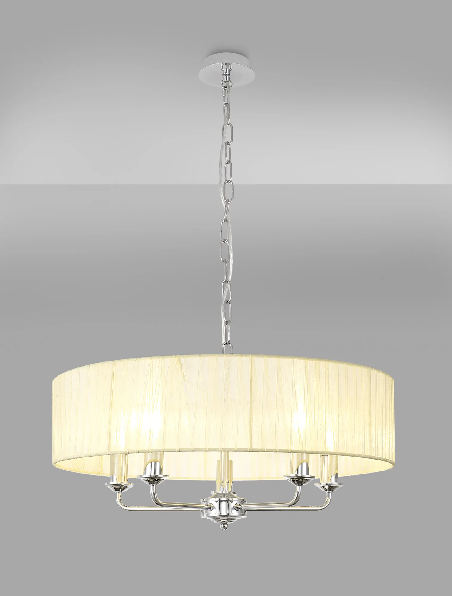 Banyan 45cm 3 Light Pendant Polished Chrome; Cream DK0858  Deco Banyan CH CR